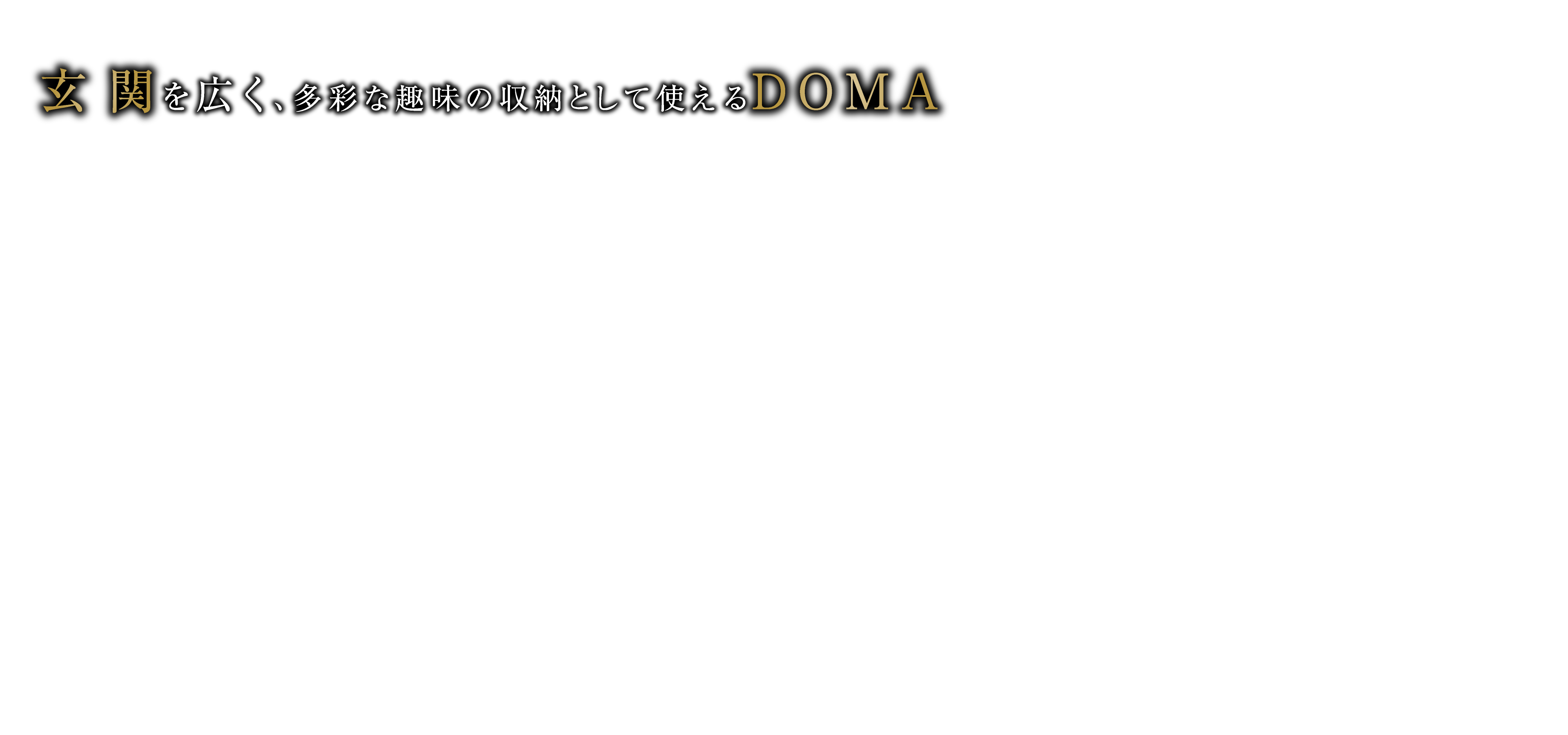 玄関を広く、多彩な趣味の収納として使えるDOMA