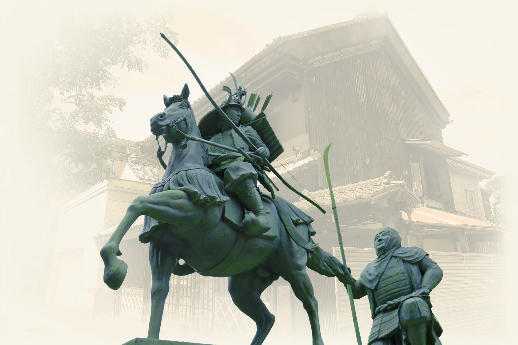 白旗神社／源義経公武蔵坊弁慶公之像