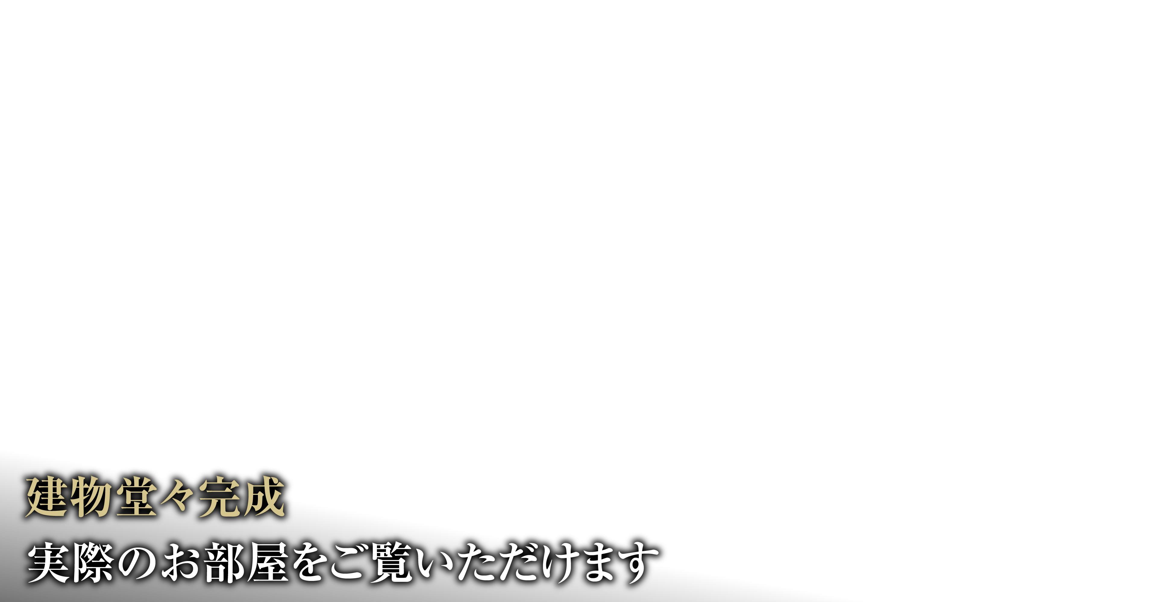 建物堂々完成。実際のお部屋をご覧いただけます。