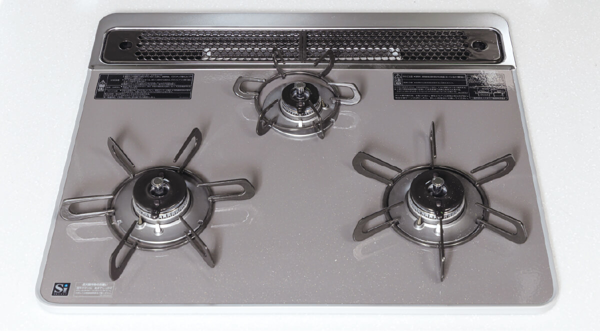 ハイパーガラスコートトップコンロ（3口ガスコンロ・グリル付）